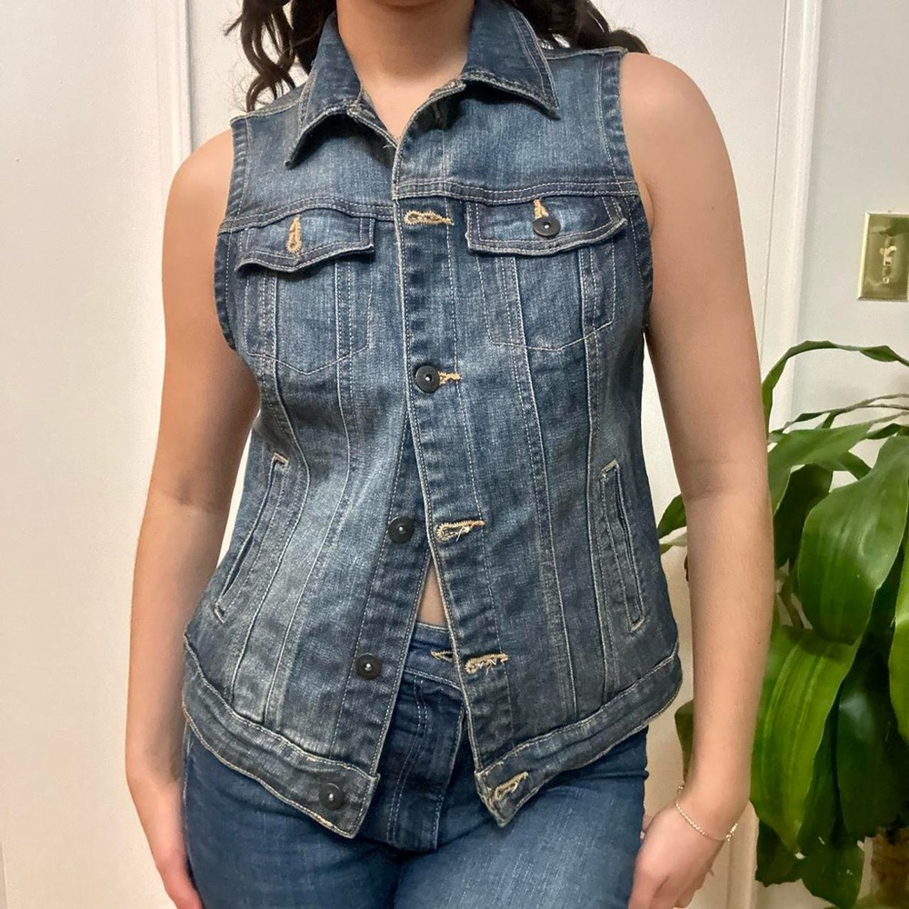 Smart Set Cowgirl Western Blue Denim Vest Size Small - Picture 4 of 8